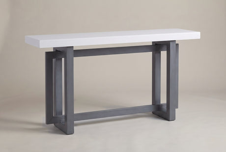 Urbania triple-rectangle console table in Dark Gray + White (white top, dark gray base)