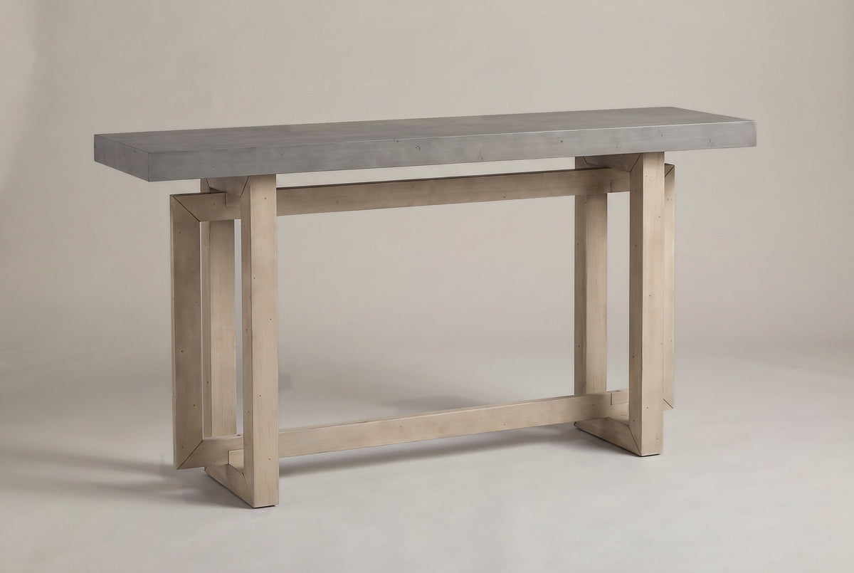 Urbania triple-rectangle console table in Gray (gray top, light pine-tone base)