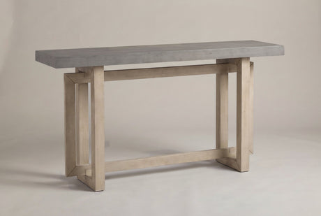 Urbania triple-rectangle console table in Gray (gray top, light pine-tone base)