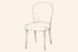 Pencil sketch of the Usseglio dining chair, three-quarter view