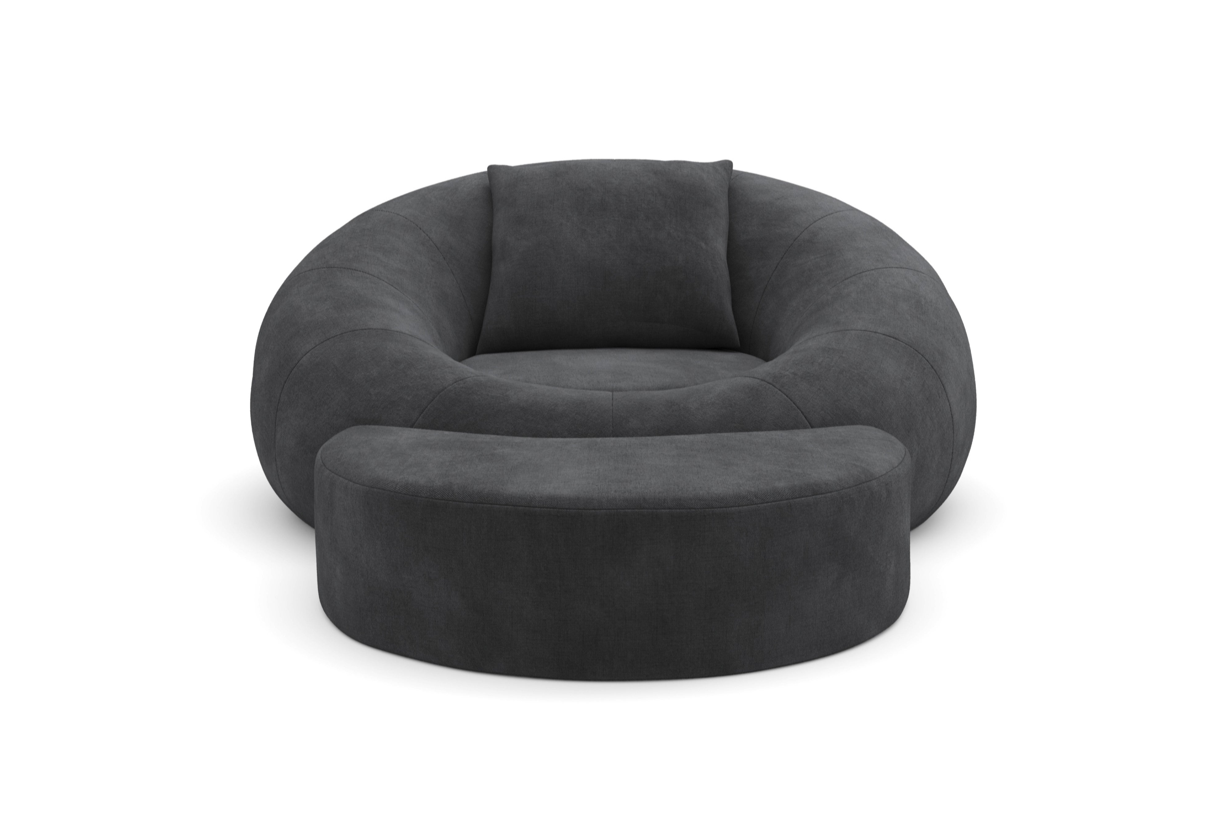 Valencia Grace Fabric Theater Lounge Cuddle Seat with Ottoman, Charcoal Grey