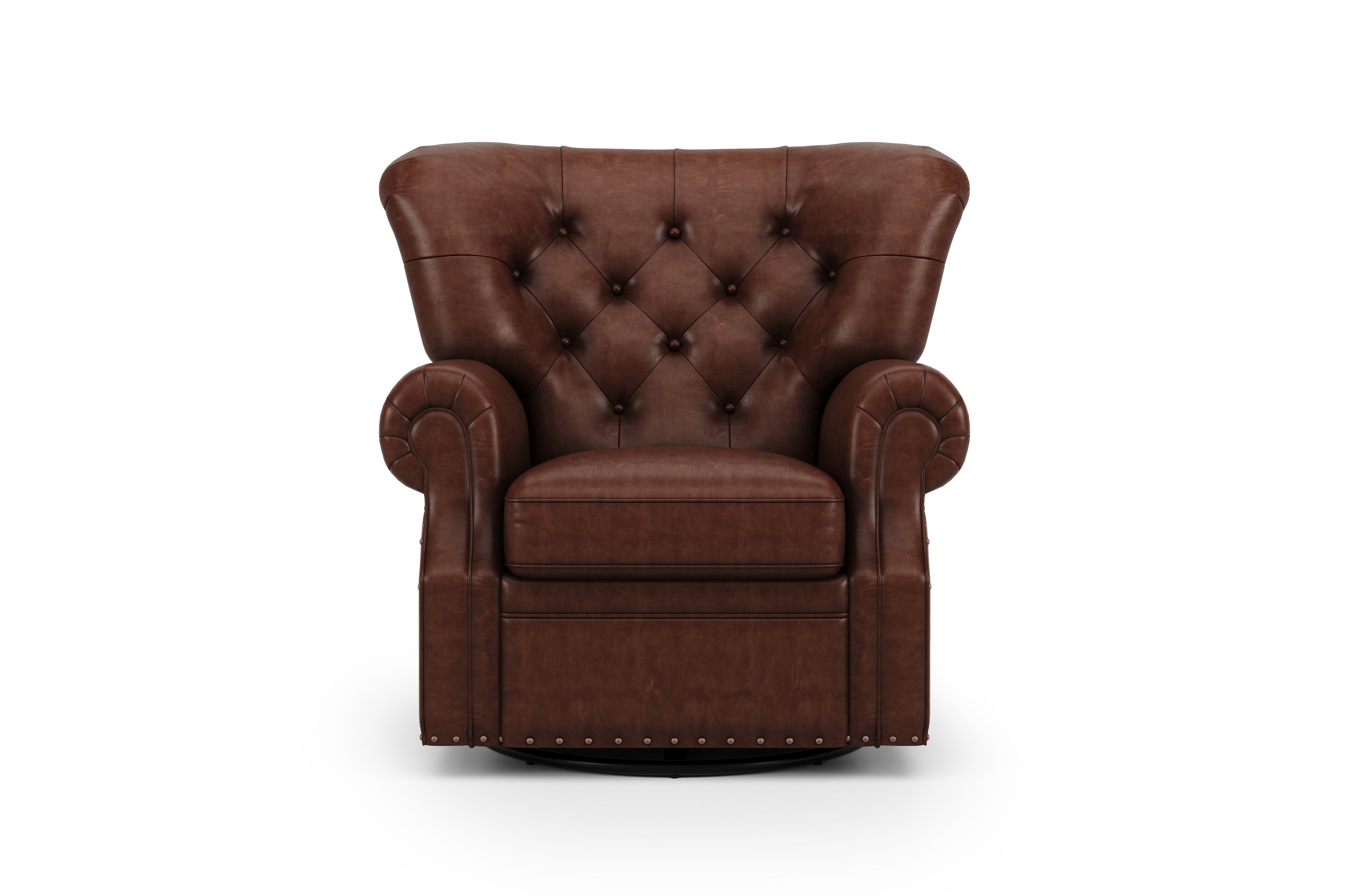 Valencia Liam Tufted Full-Anline Leather Recliner with Nailheads, Single Seat, Lipari Choco