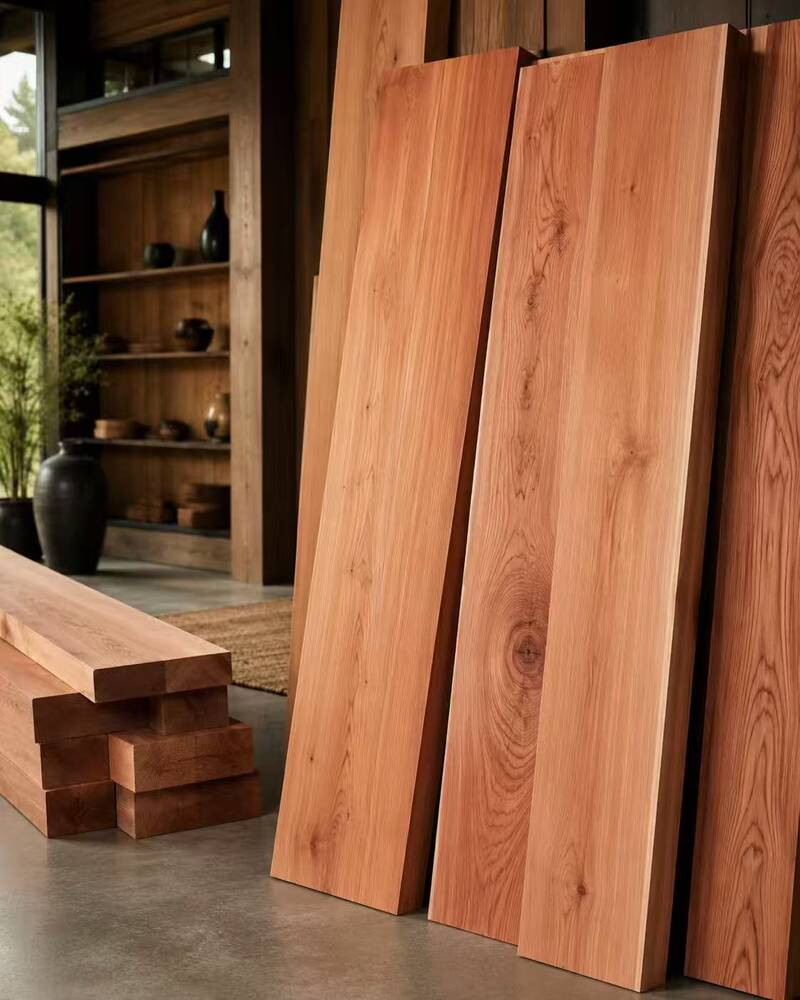 Unpainted and unvarnished Canadian red cedar boards
