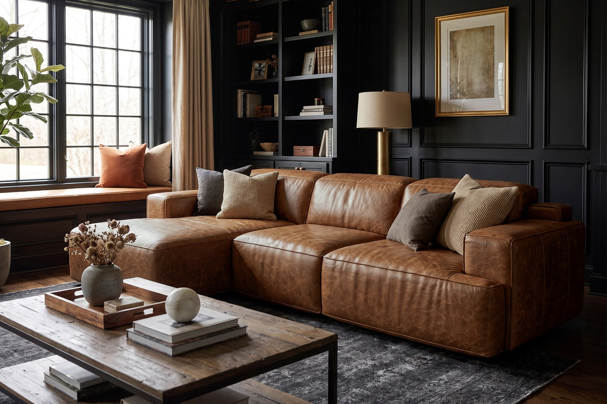 Valentina Distressed Leather Recliner Sectional Sofa