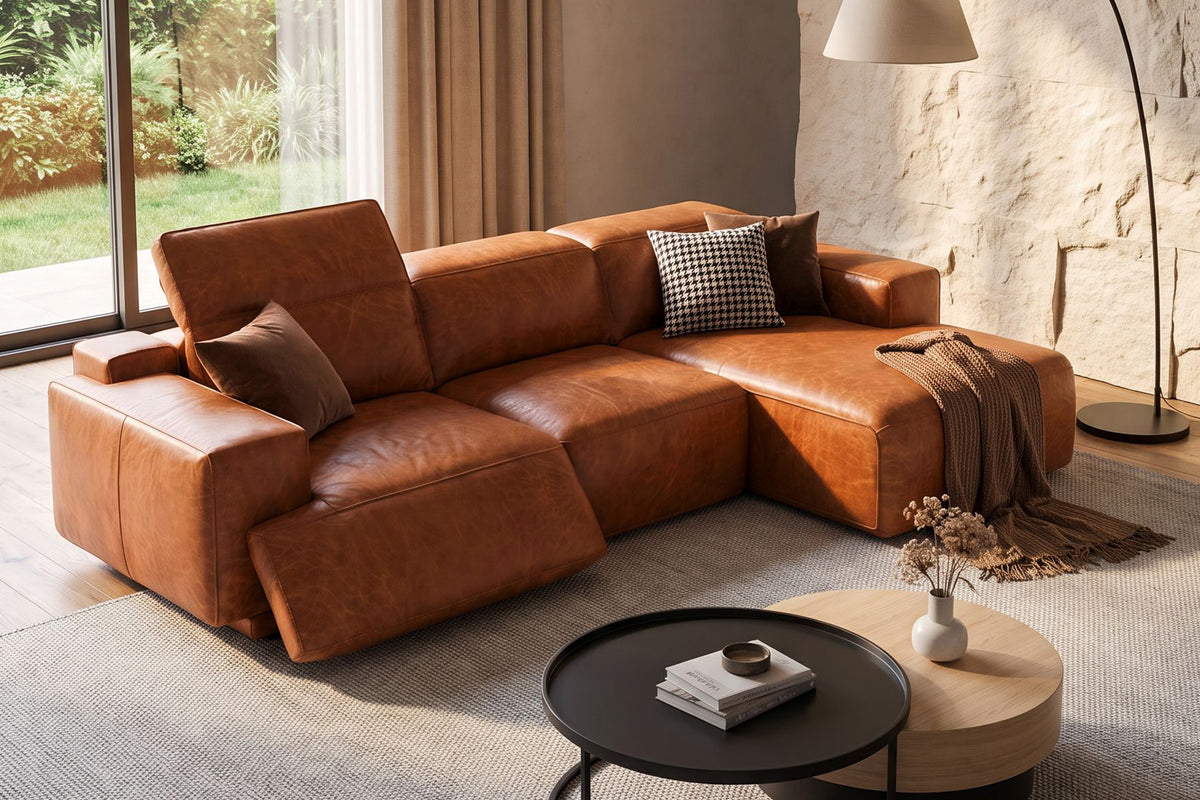 Valentina Distressed Leather Recliner Sectional Sofa