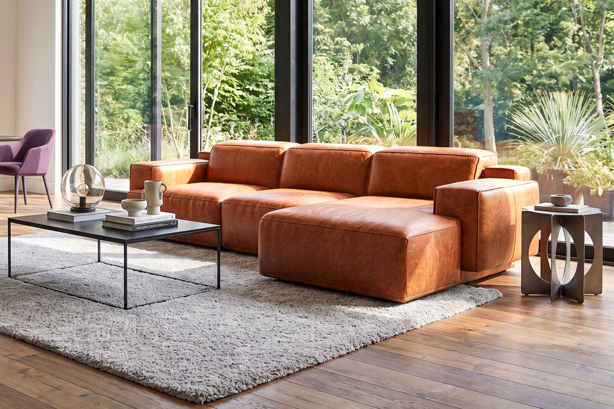 Valentina Distressed Leather Recliner Sectional Sofa