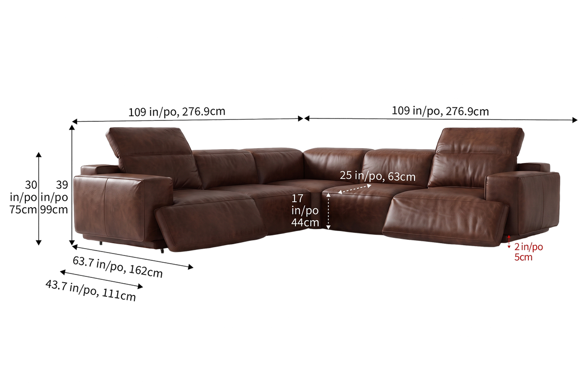 Valencia Valentina Distressed Leather Corner Recliner Sectional Sofa