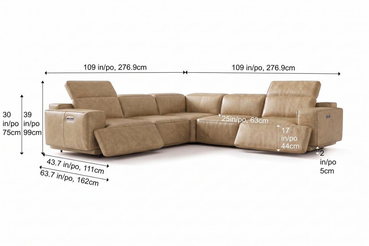 Valencia Valentina Distressed Leather Corner Recliner Sectional Sofa