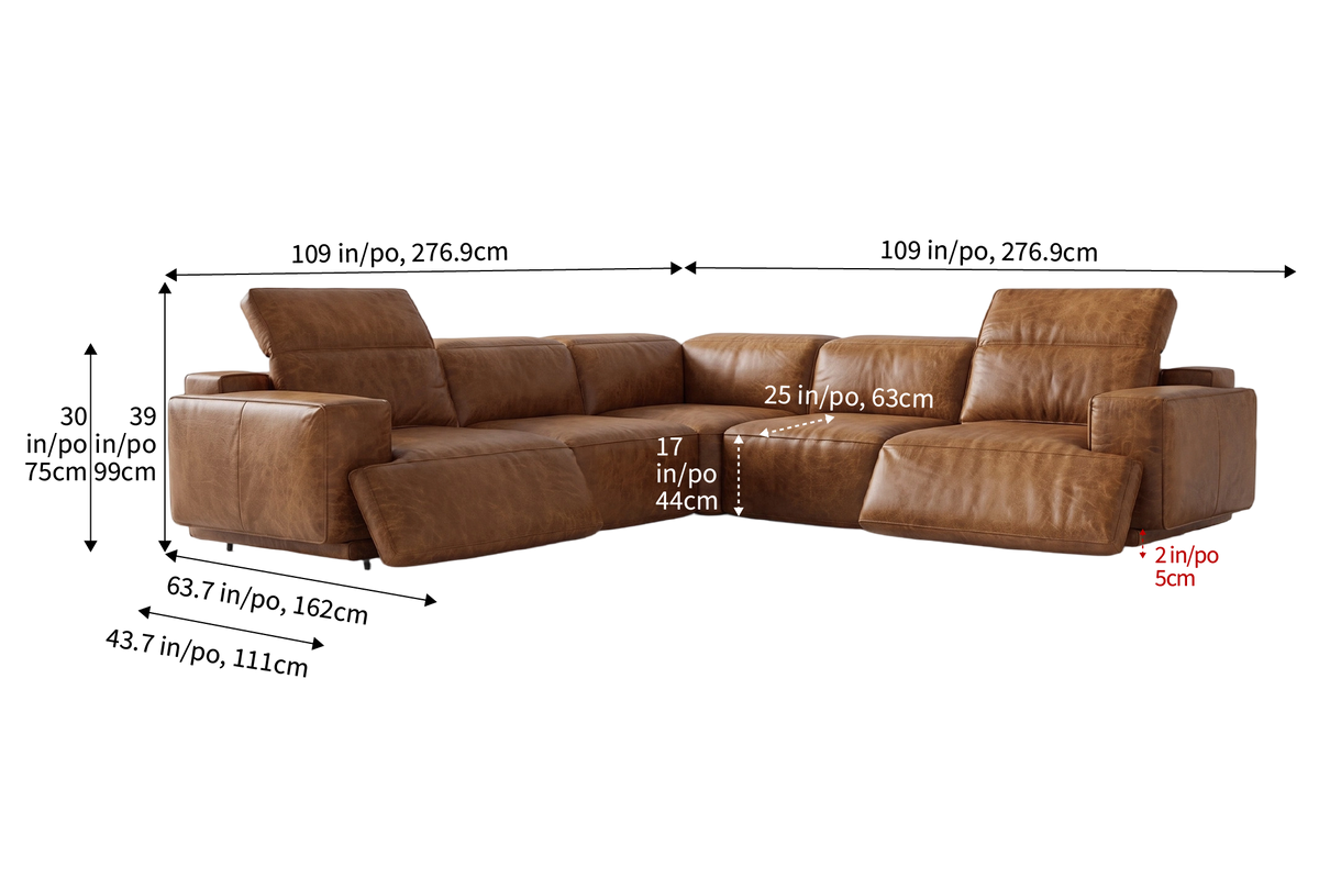 Valencia Valentina Distressed Leather Corner Recliner Sectional Sofa