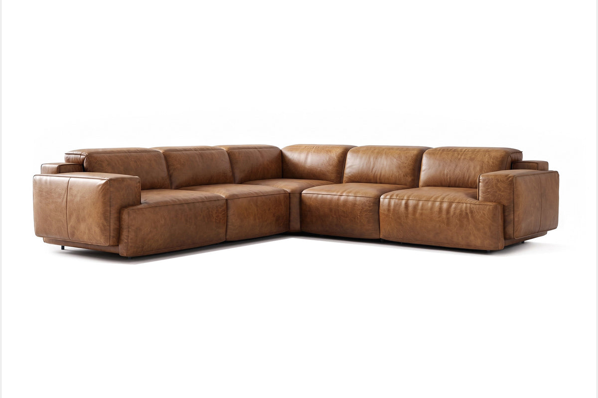Valencia Valentina Distressed Leather Corner Recliner Sectional Sofa