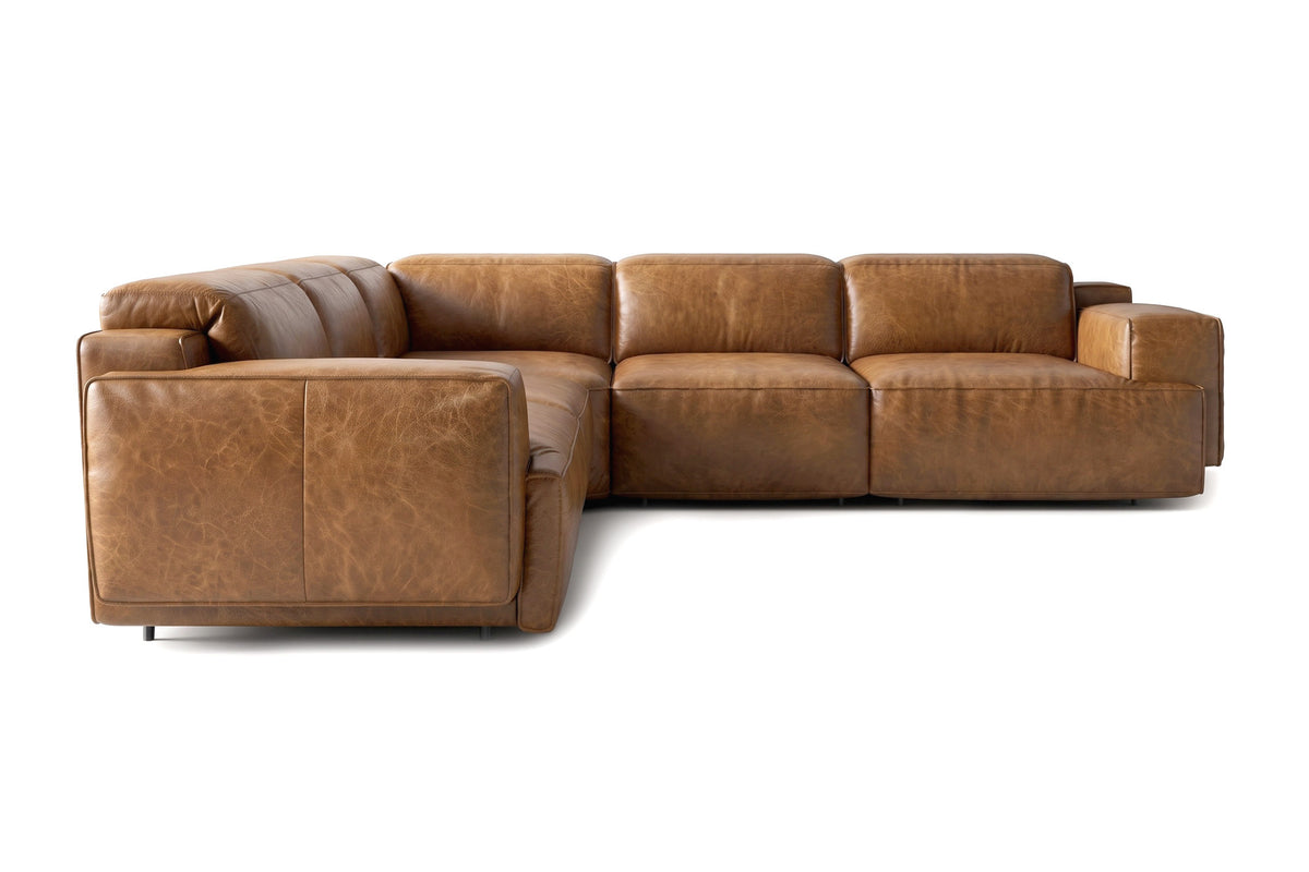 Valencia Valentina Distressed Leather Corner Recliner Sectional Sofa