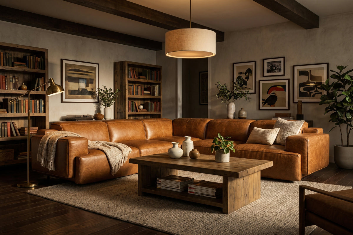 Valencia Valentina Distressed Leather Corner Recliner Sectional Sofa