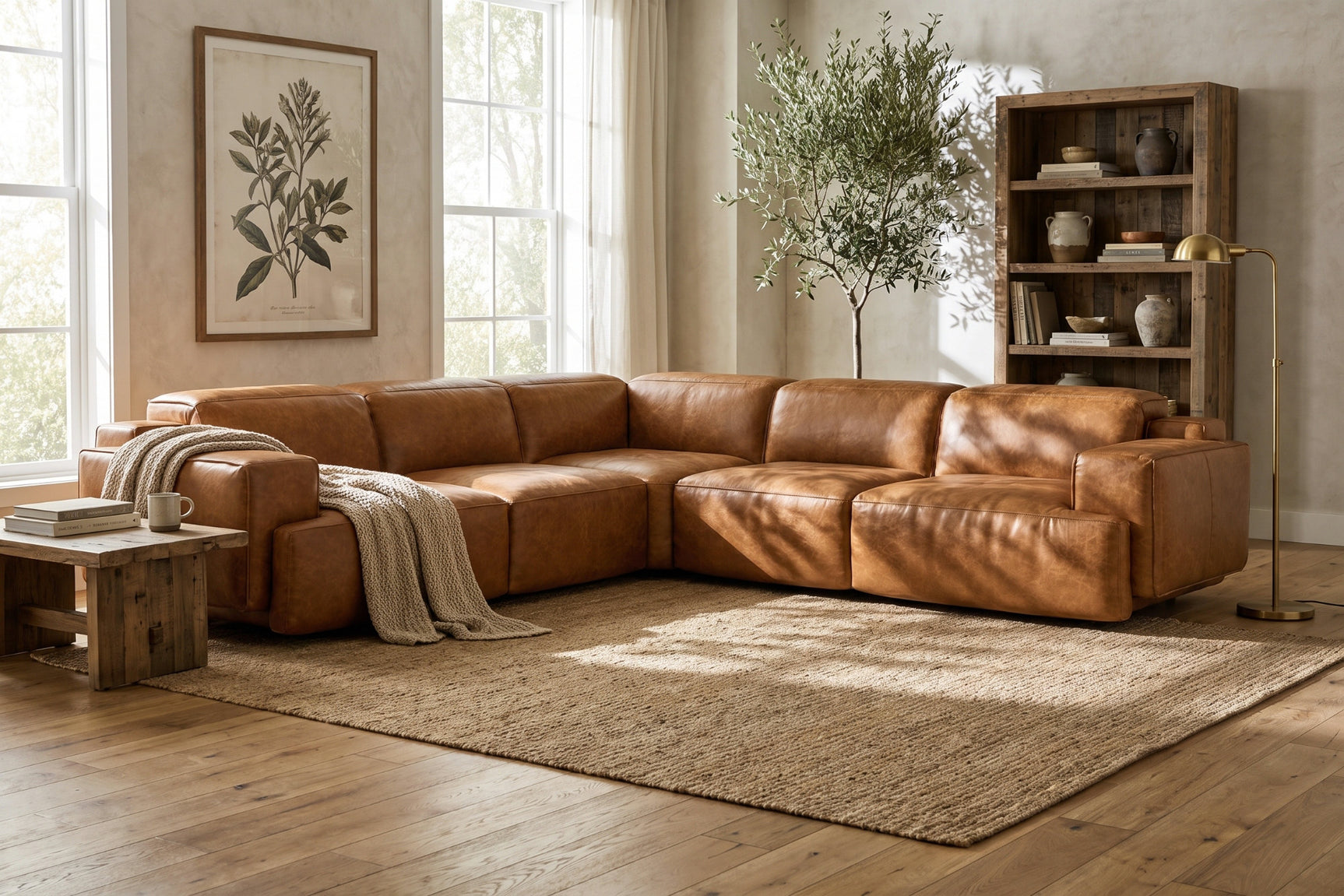 Valencia Valentina Distressed Leather Corner Recliner Sectional Sofa