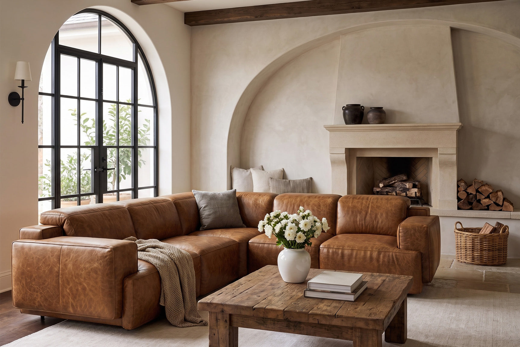 Valencia Valentina Distressed Leather Corner Recliner Sectional Sofa