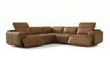 Valentina corner Recliner Sectional in distressed Italian aniline leather