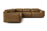 Valentina corner Recliner Sectional in distressed Italian aniline leather