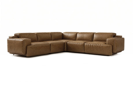 Valentina corner Recliner Sectional in distressed Italian aniline leather