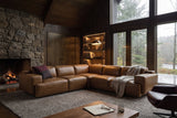 Valentina corner Recliner Sectional in distressed Italian aniline leather