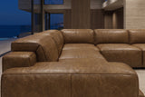 Valentina corner Recliner Sectional in distressed Italian aniline leather