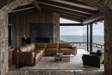 Valentina corner Recliner Sectional in distressed Italian aniline leather