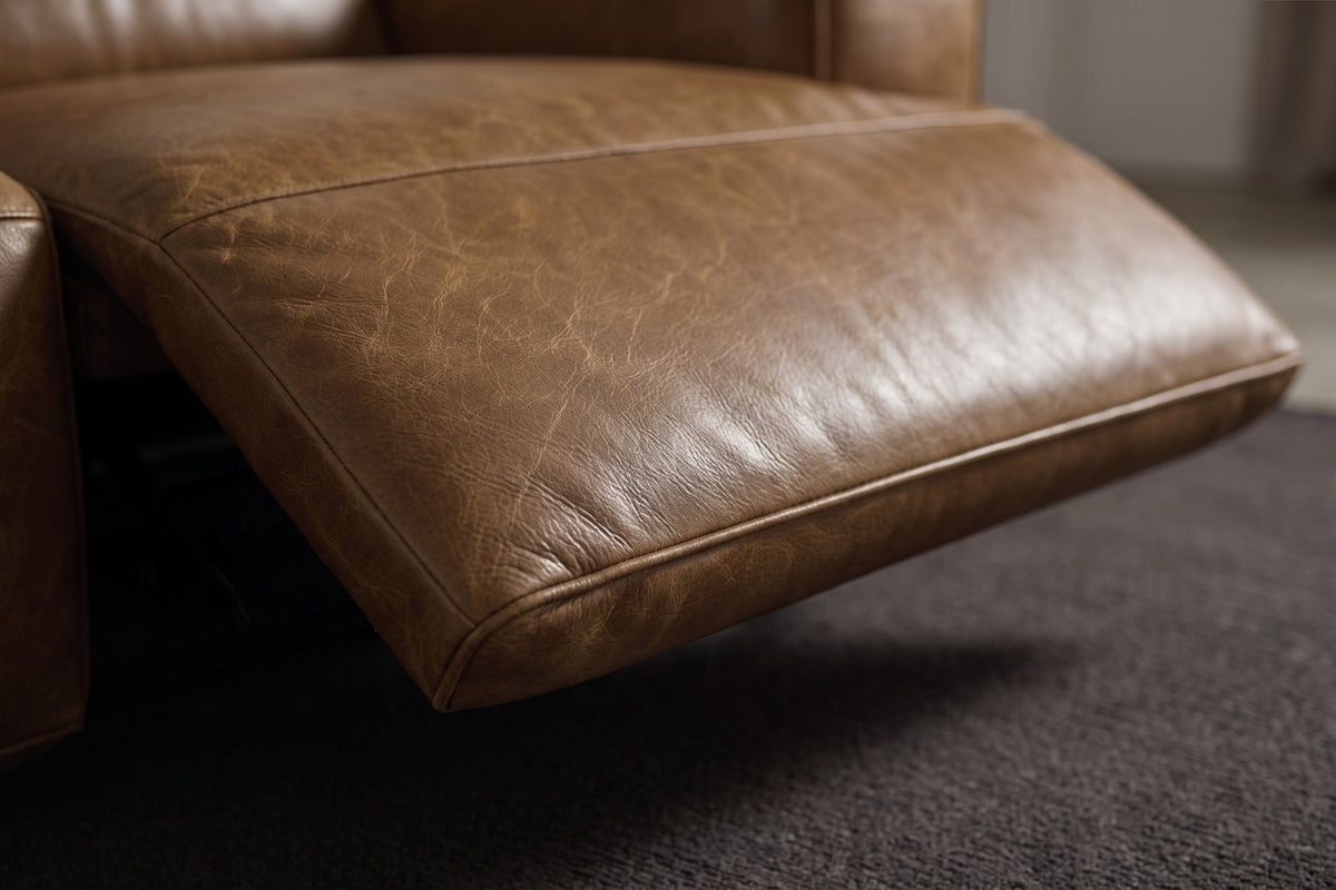 Valentina corner Recliner Sectional in distressed Italian aniline leather
