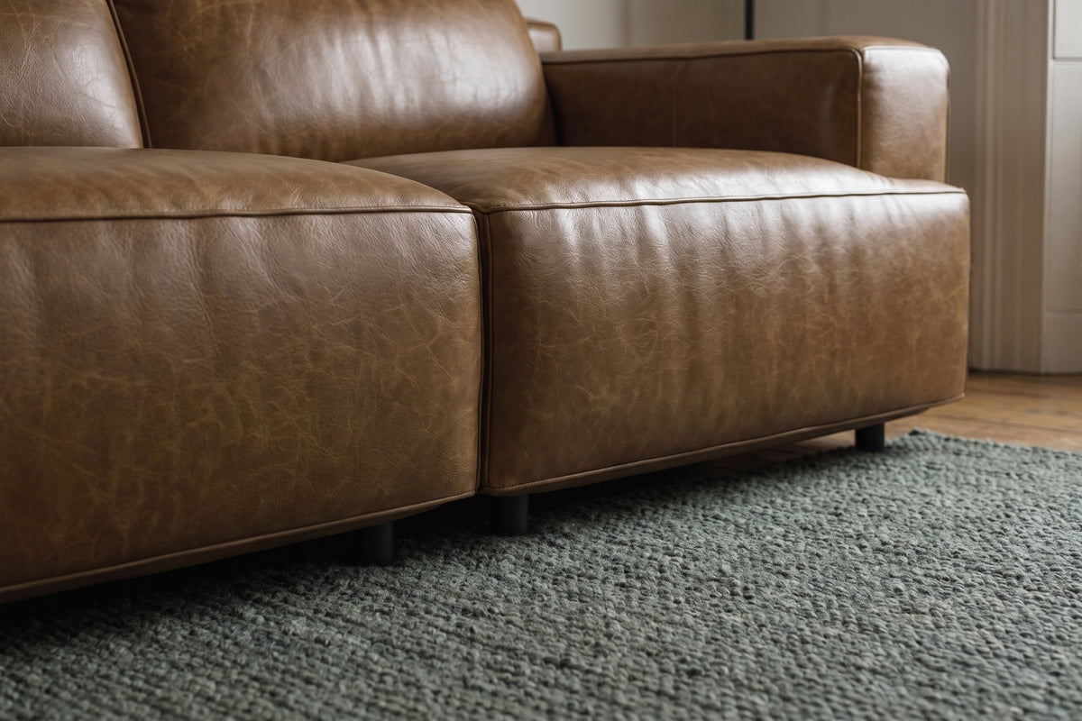 Valentina corner Recliner Sectional in distressed Italian aniline leather
