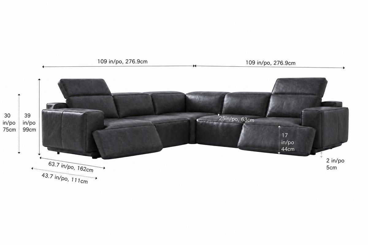 Valencia Valentina Distressed Leather Corner Recliner Sectional Sofa