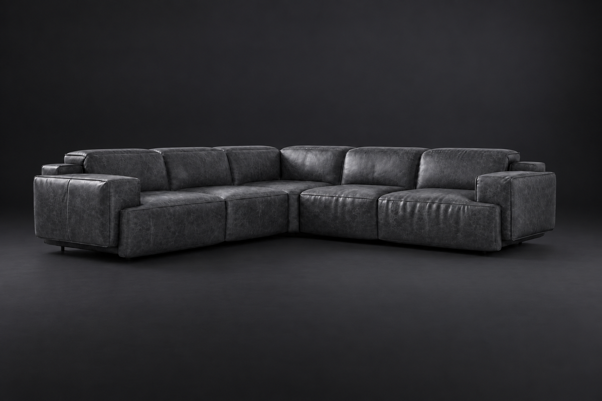 Valencia Valentina Distressed Leather Corner Recliner Sectional Sofa