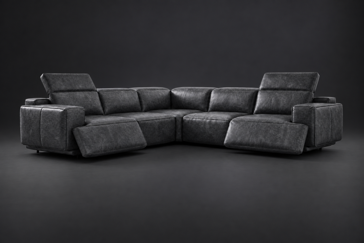 Valencia Valentina Distressed Leather Corner Recliner Sectional Sofa