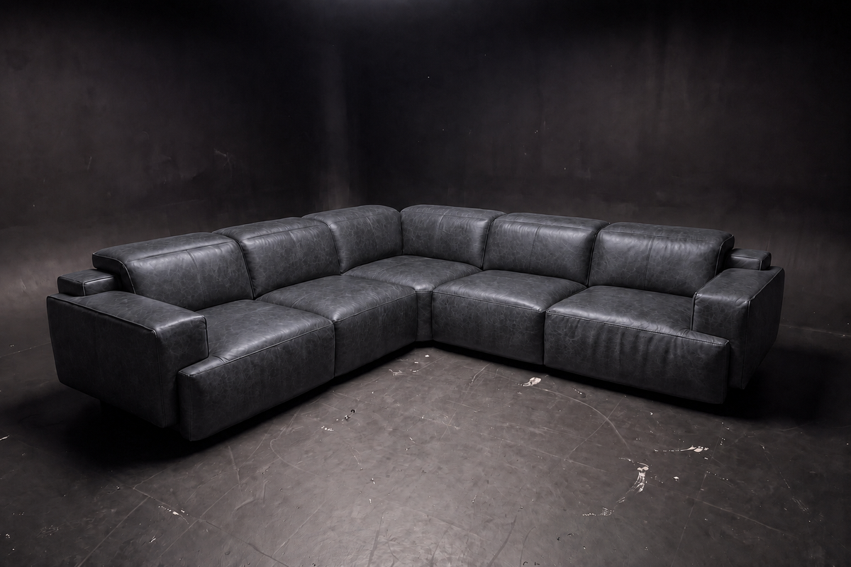 Valencia Valentina Distressed Leather Corner Recliner Sectional Sofa