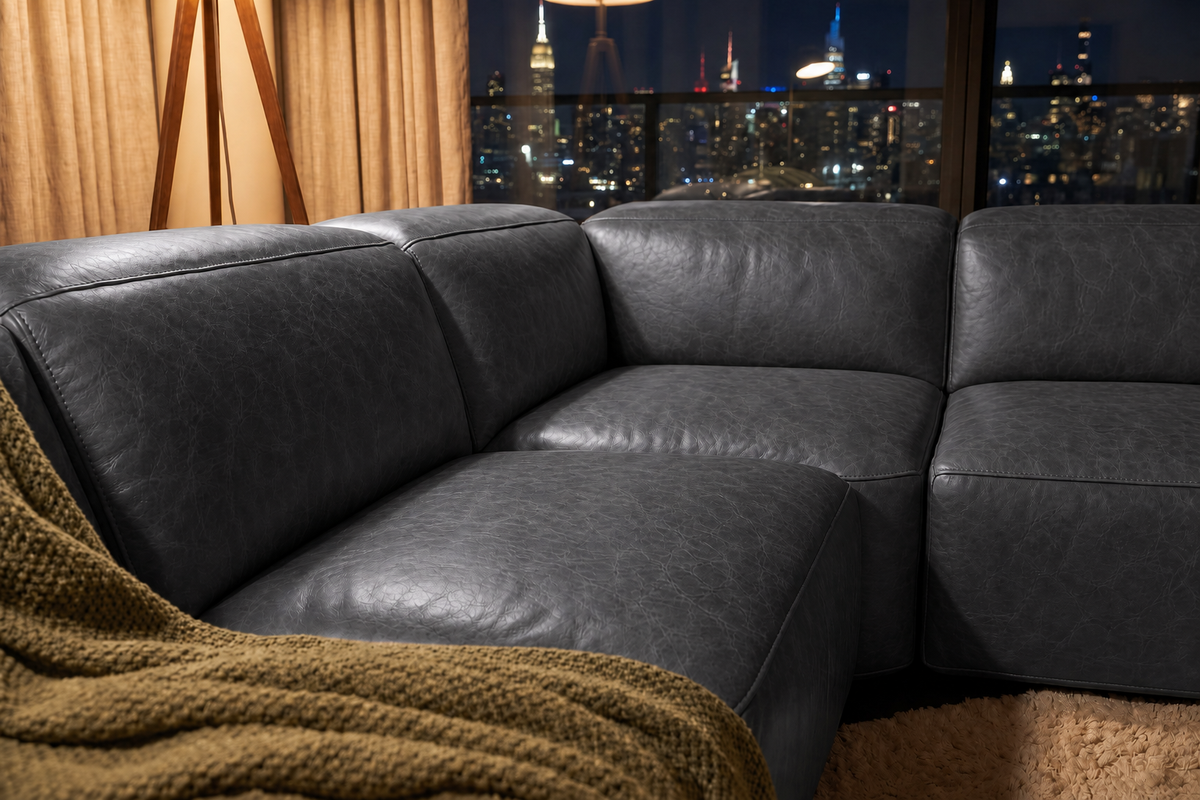 Valencia Valentina Distressed Leather Corner Recliner Sectional Sofa
