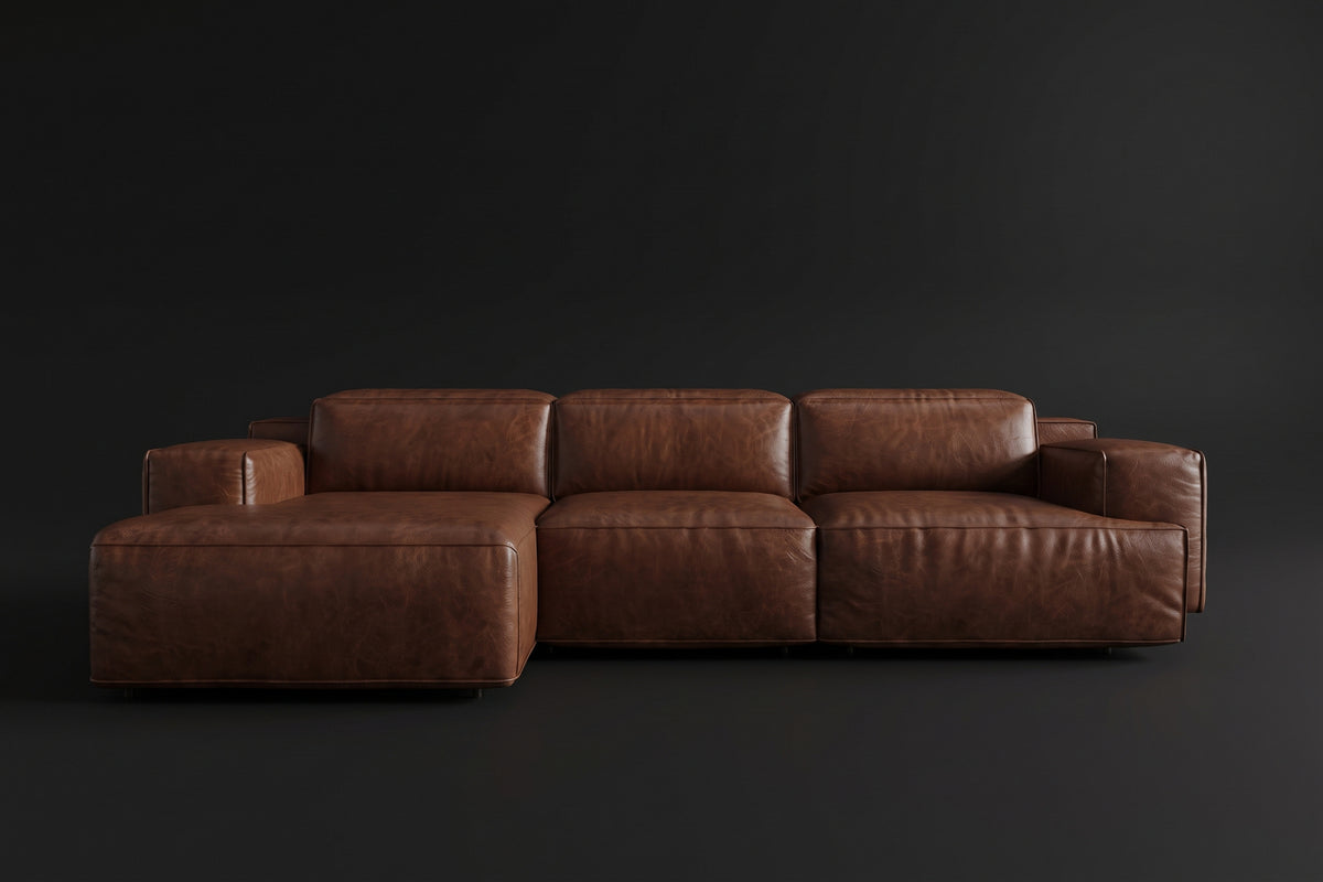 Valentina Distressed Leather Recliner Sectional Sofa