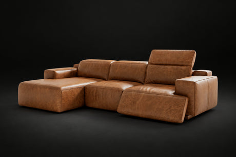 Valentina Distressed Leather Recliner Sectional Sofa