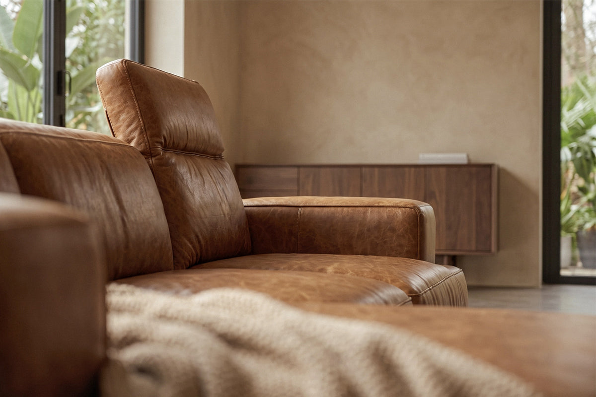 Valentina Distressed Leather Recliner Sectional Sofa