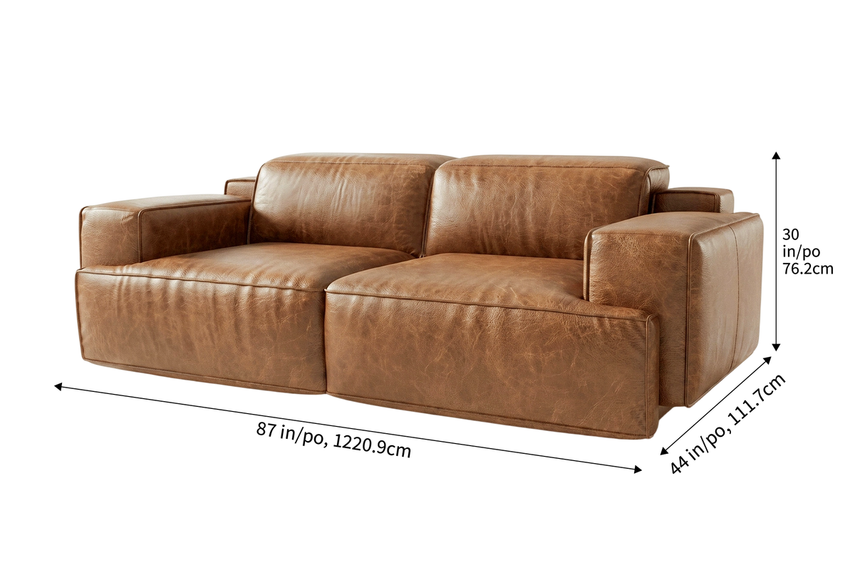 Valentina recliner Sofa in distressed Italian aniline leather