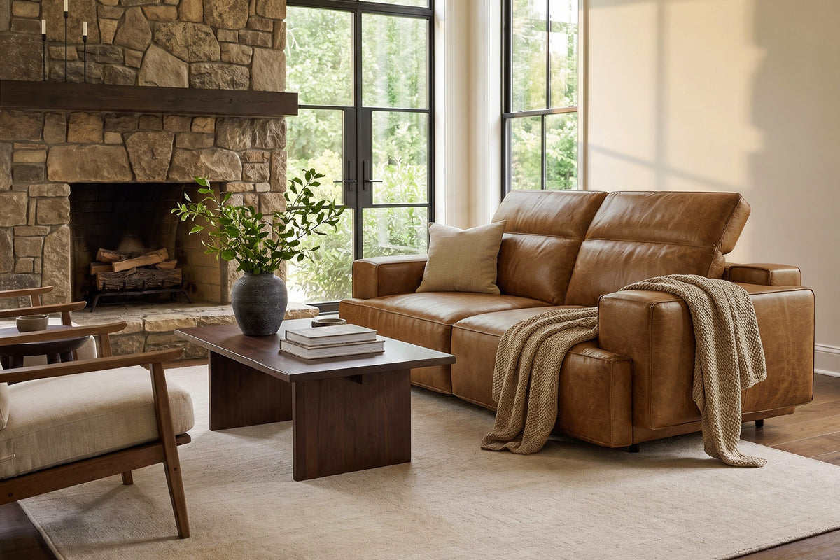 Valentina recliner Sofa in distressed Italian aniline leather