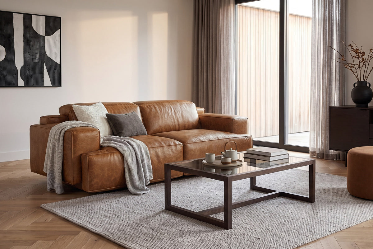 Valentina recliner Sofa in distressed Italian aniline leather
