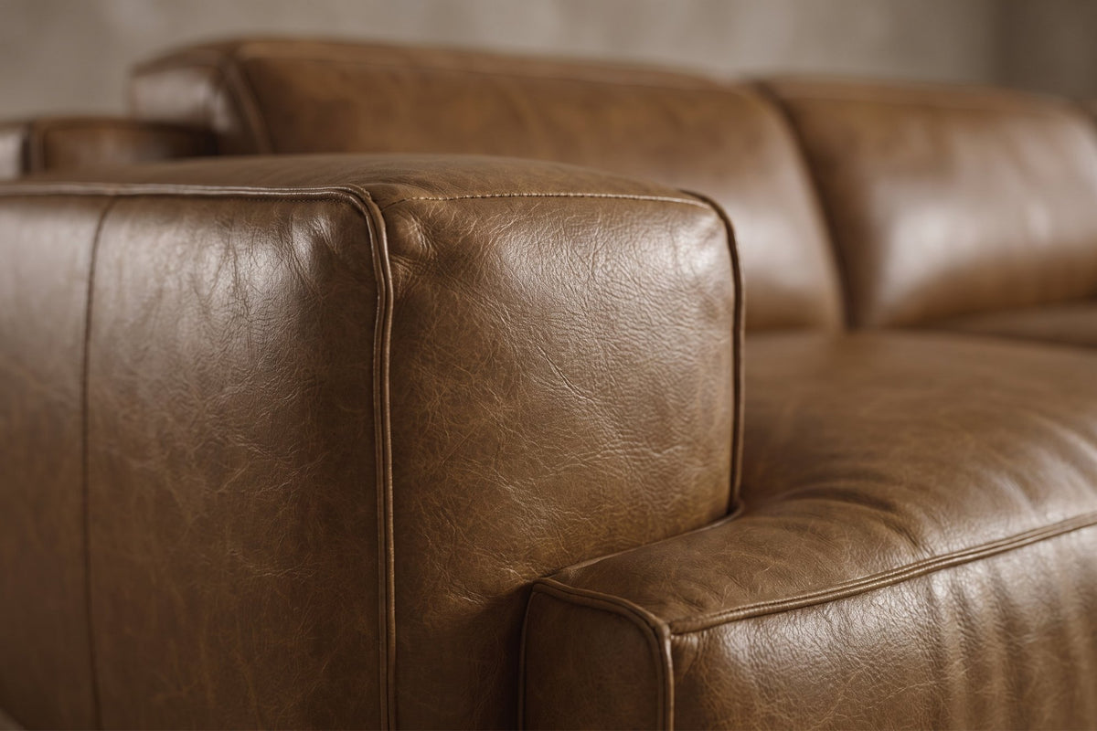 Valentina recliner Sofa in distressed Italian aniline leather