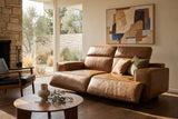 Valentina recliner Sofa in distressed Italian aniline leather