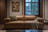Valentina recliner Sofa in distressed Italian aniline leather