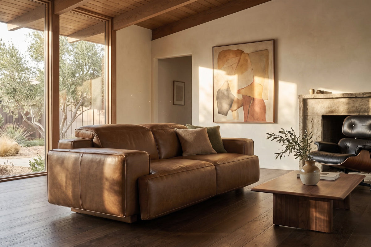 Valentina recliner Sofa in distressed Italian aniline leather