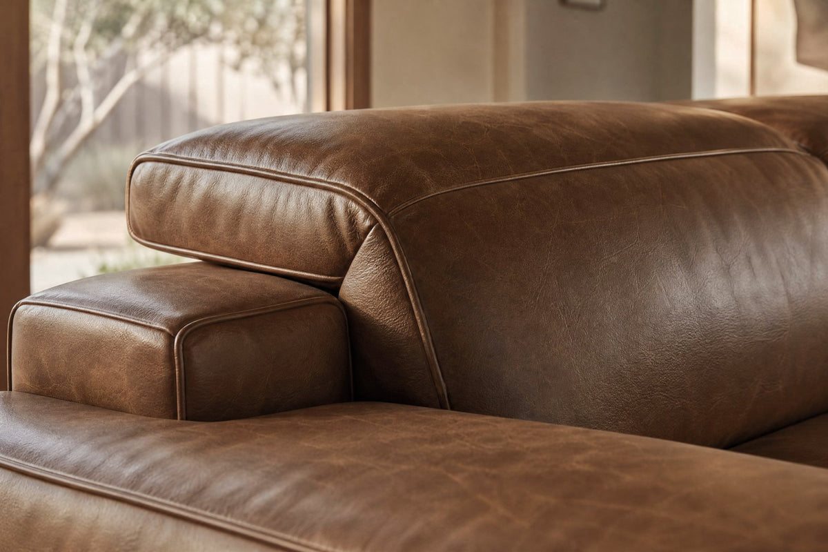 Valentina recliner Sofa in distressed Italian aniline leather