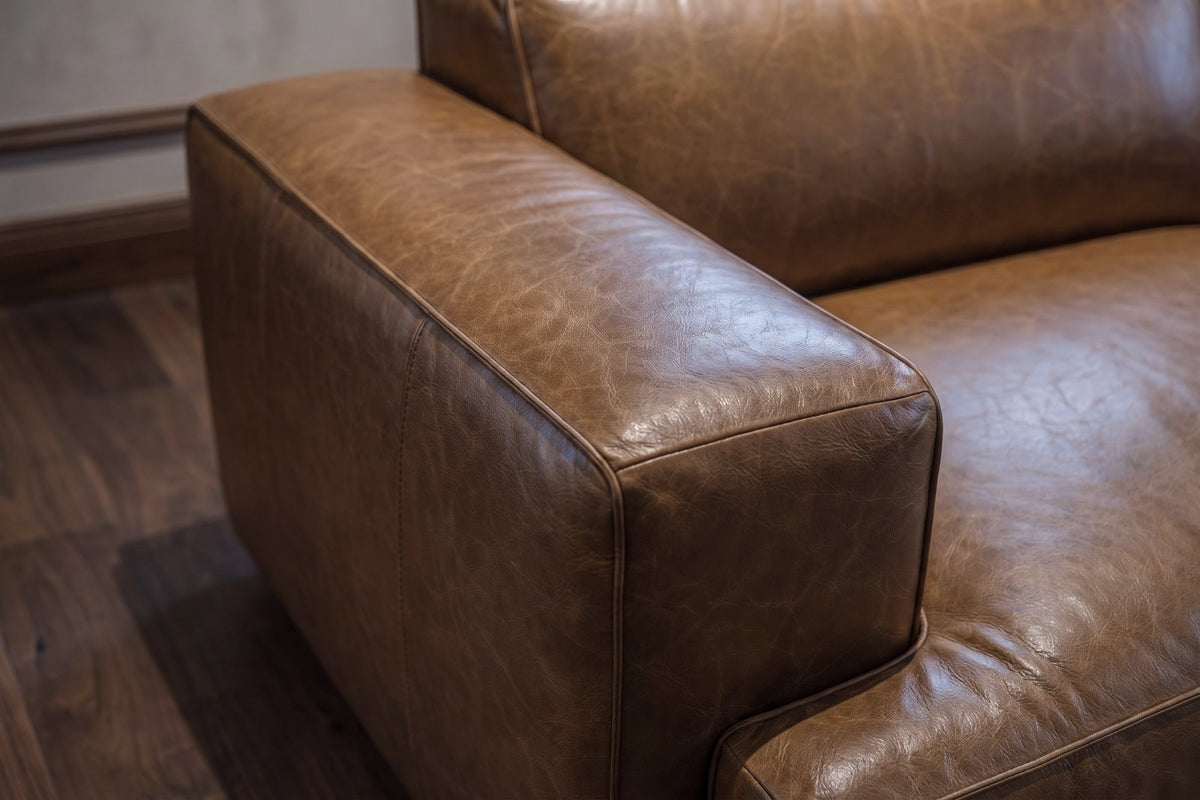 Valentina recliner Sofa in distressed Italian aniline leather