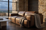 Valentina recliner Sofa in distressed Italian aniline leather