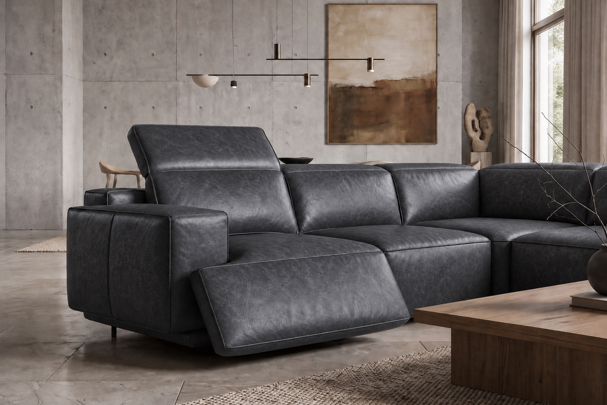 Valentina Distressed Leather Recliner Sofa