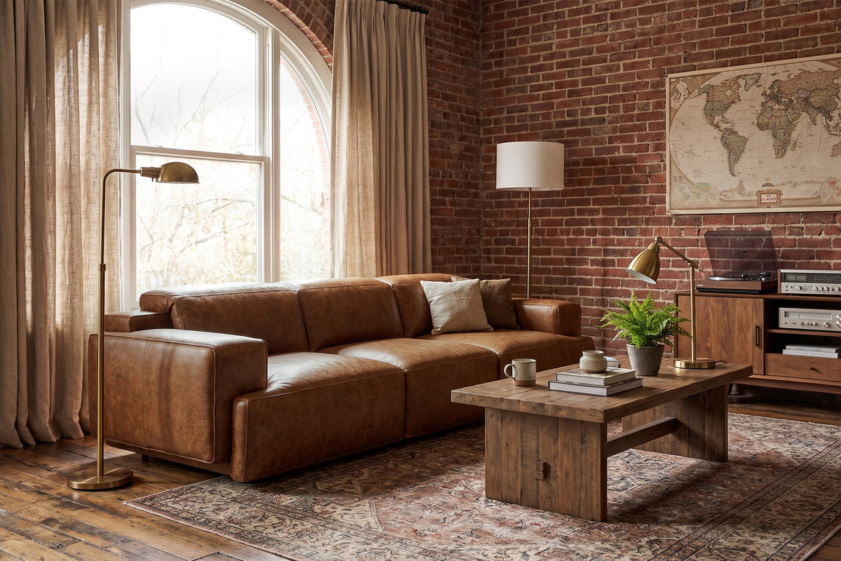 Valentina recliner Sofa in distressed Italian aniline leather