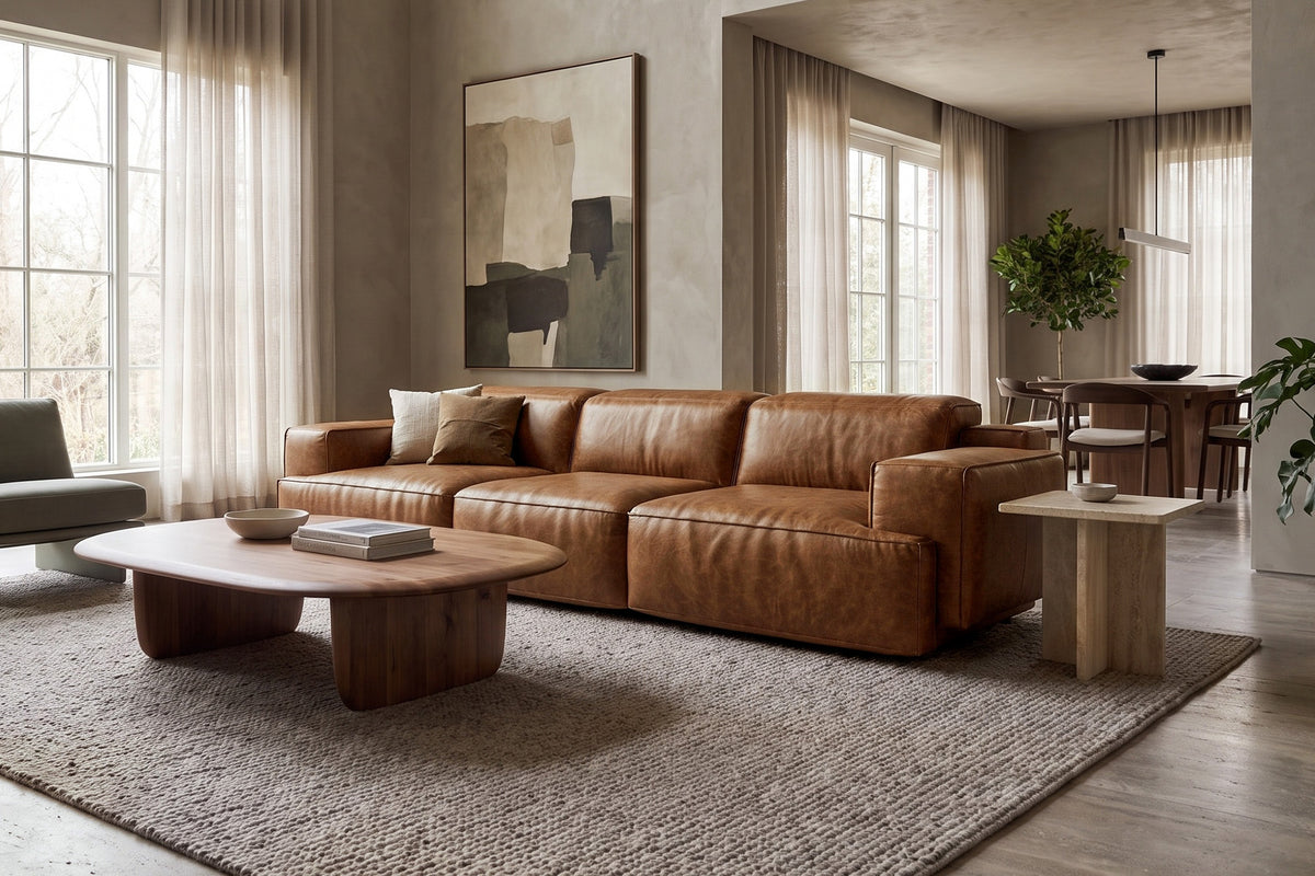 Valentina recliner Sofa in distressed Italian aniline leather
