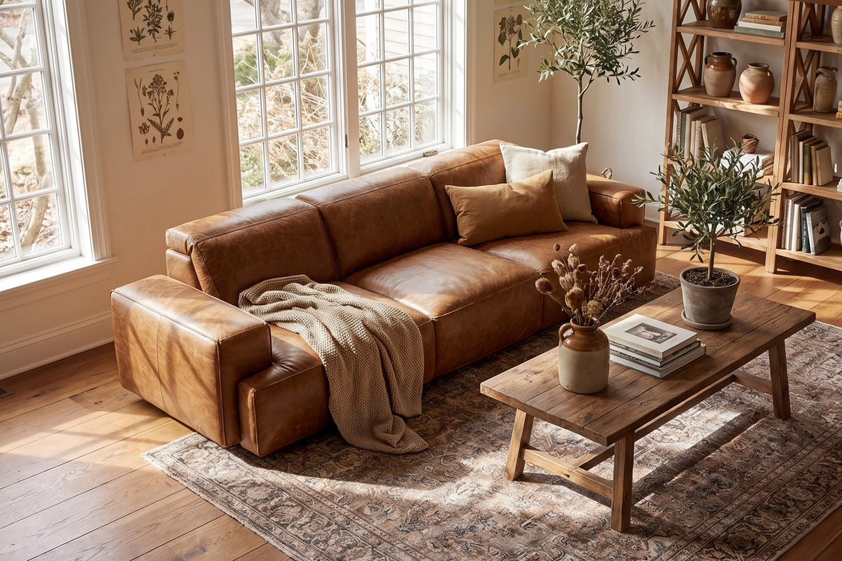 Valentina recliner Sofa in distressed Italian aniline leather