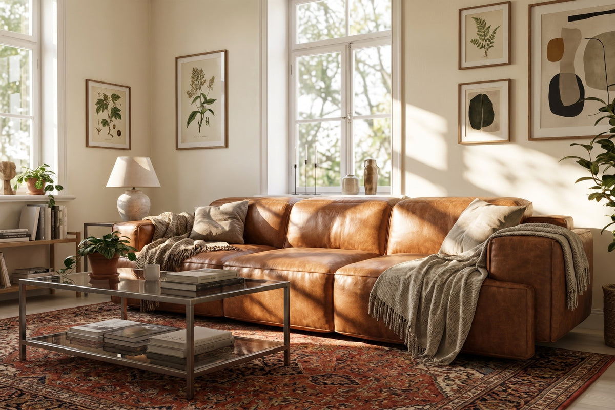 Valentina recliner Sofa in distressed Italian aniline leather