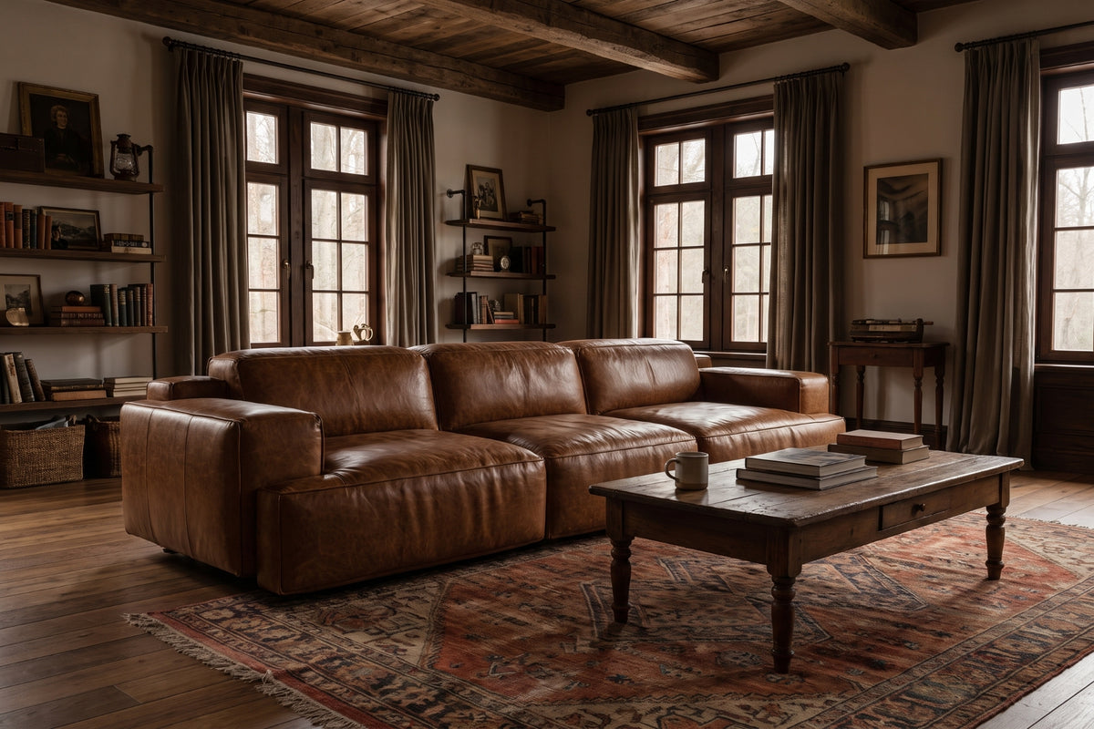 Valentina recliner Sofa in distressed Italian aniline leather